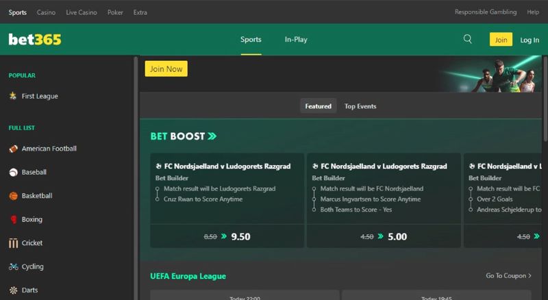 Thương hiệu Bet365 chuyên về hạng mục thể thao